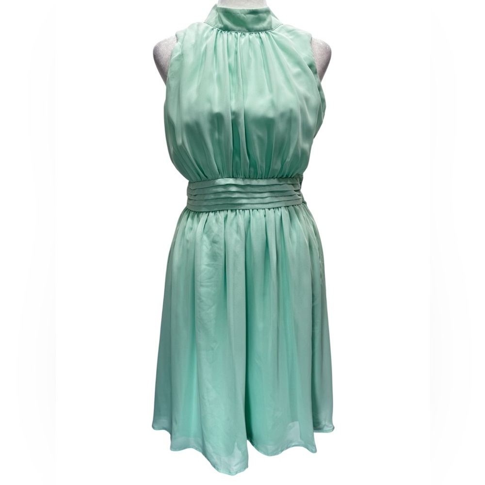 Mint Green Sleeveless Mock Neck Pleated Fairy Dress by Fervour from ModCloth